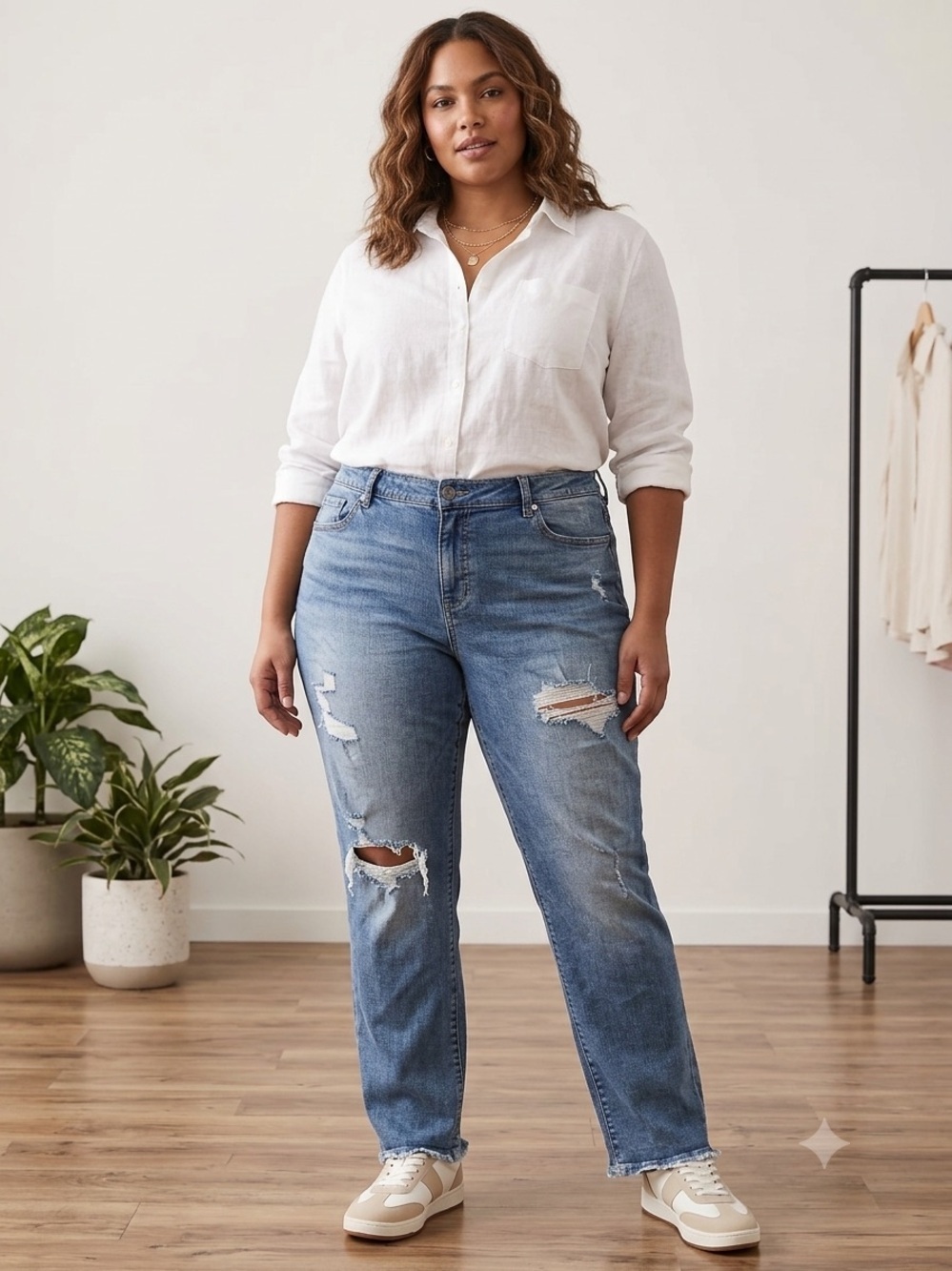 Torrid  Distressed Blue Straight-Leg Jeans Sz 22 Boho Casual